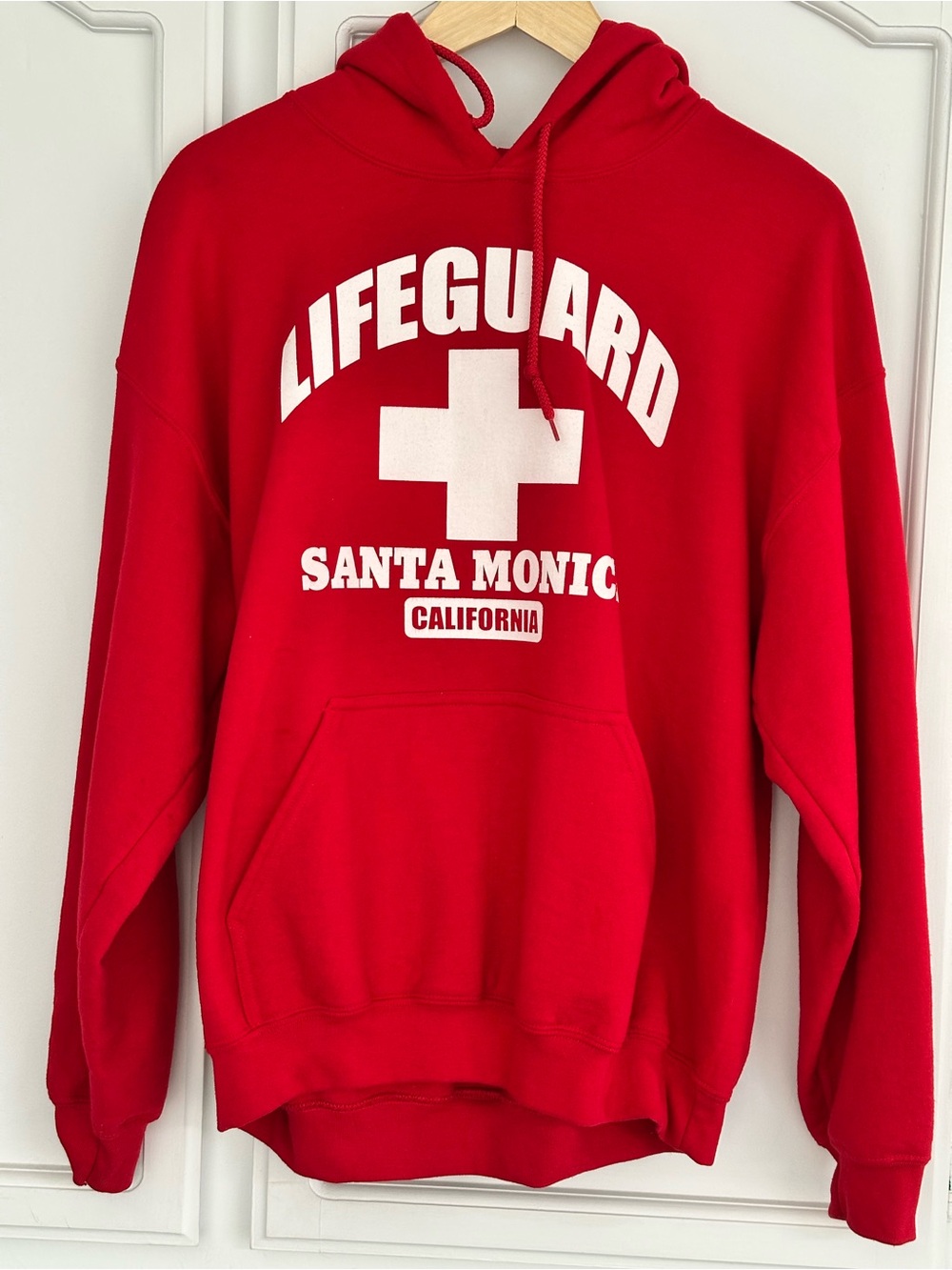 Gildan Red Lifeguard Hoodie with White Graphic